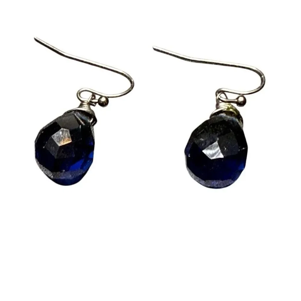 Anthropologie Blue glass dangle earrings